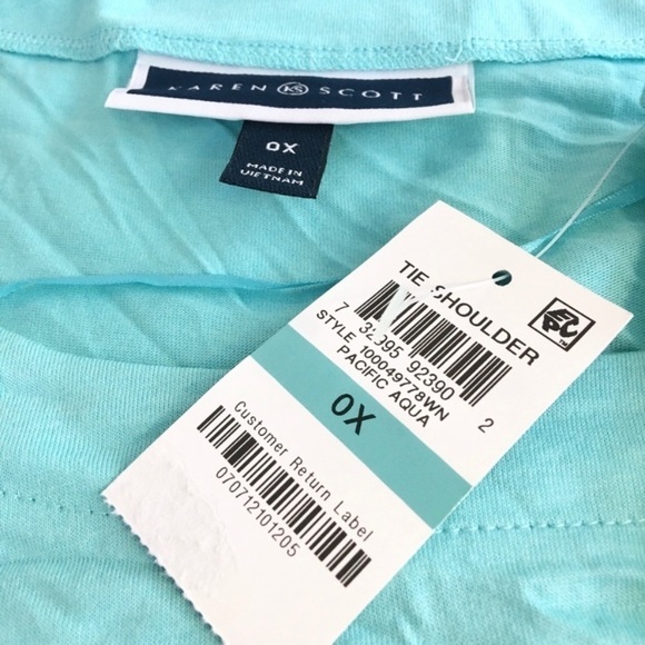 NEW Plus Karen Scott Aqua Tee Shirt Top Short Sleeves Stretch Jersey Size 0X - Picture 6 of 8